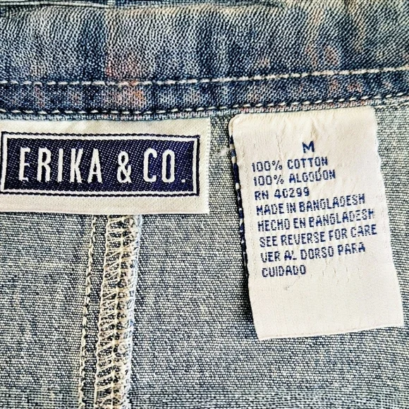 ERICA & COMPANY Women's distressed blue Jeans Jacket Size M/L - Picture 10 of 13